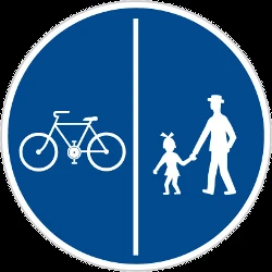 Mandatory divided path for pedestrians and cyclists.