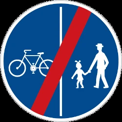 End of the divided path for pedestrians and cyclists.