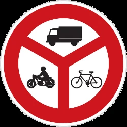 Cyclists, motorcycles and trucks prohibited.