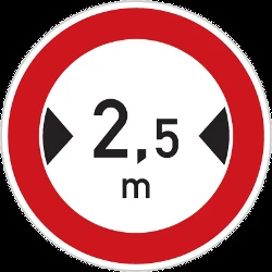 Vehicles wider than indicated prohibited.