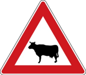 Warning for cattle on the road.