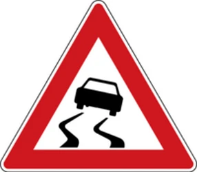 Warning for a slippery road surface.