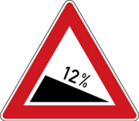 Warning for a steep descent.