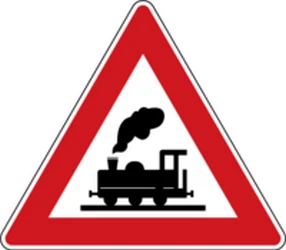 Warning for a railroad crossing without barriers.