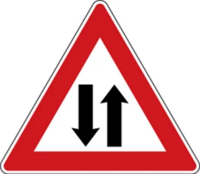 Warning for a road with two-way traffic.