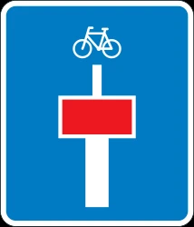 Dead end street with a passage for pedestrians and cyclists.