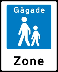 Begin of a zone for pedestrians.