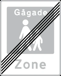 End of the zone for pedestrians.