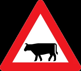 Warning for cattle on the road.