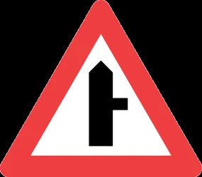 Warning for a crossroad with side road on the right.