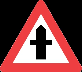 Warning for a crossroad side roads on the left and right.