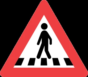 Warning for a crossing for pedestrians.
