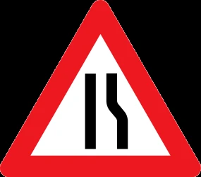 Warning for a road narrowing on the right.