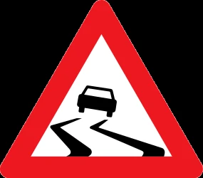 Warning for a slippery road surface.
