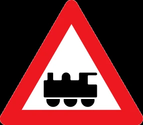 Warning for a railroad crossing without barriers.