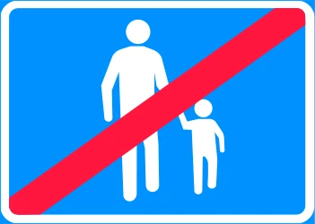 End of the zone for pedestrians.