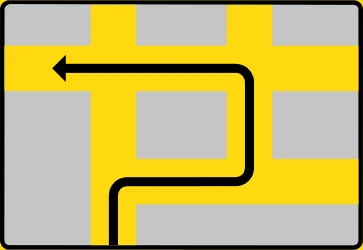 Route to be followed in order to turn left.