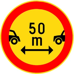 Leaving less distance than indicated prohibited.