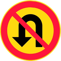 Turning around prohibited (U-turn).