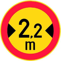 Vehicles wider than indicated prohibited.