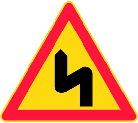 Warning for a double curve, first left then right.
