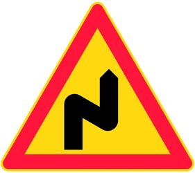 Warning for a double curve, first right then left.