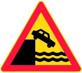 Warning for a quayside or riverbank.