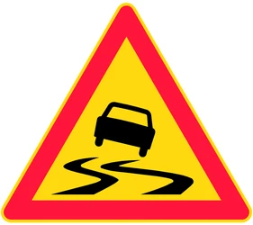 Warning for a slippery road surface.