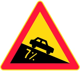 Warning for a steep descent.