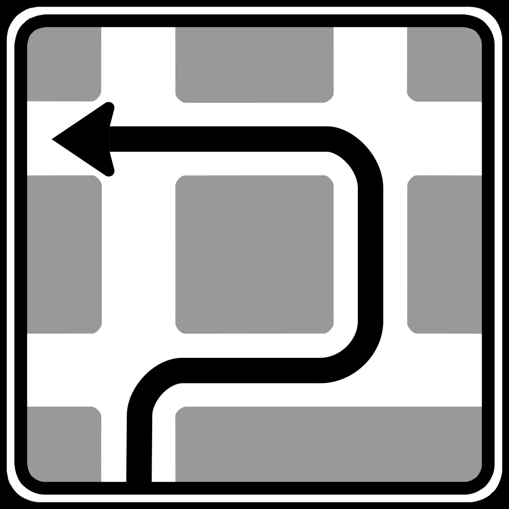 Route to be followed in order to turn left.