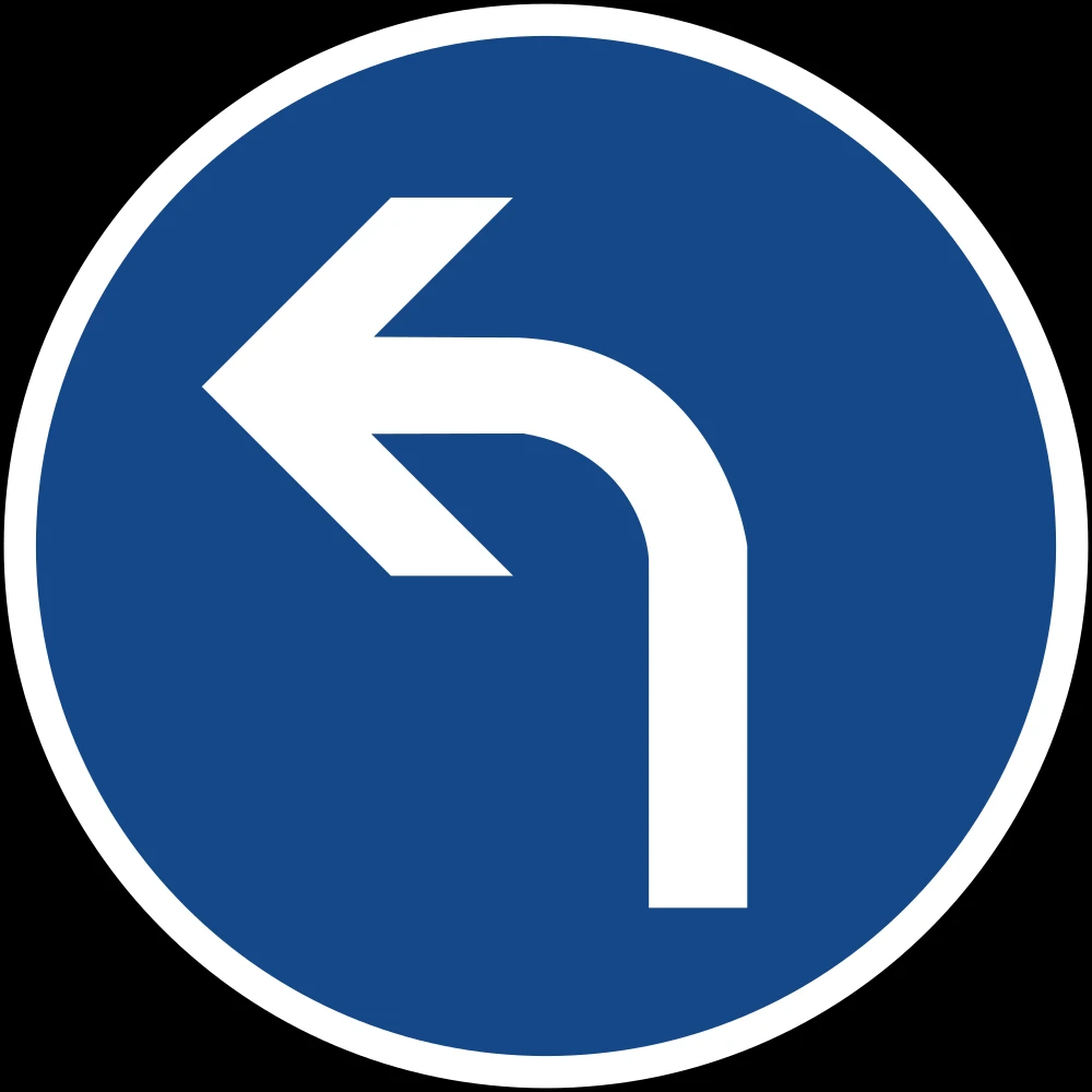 Turning left mandatory.