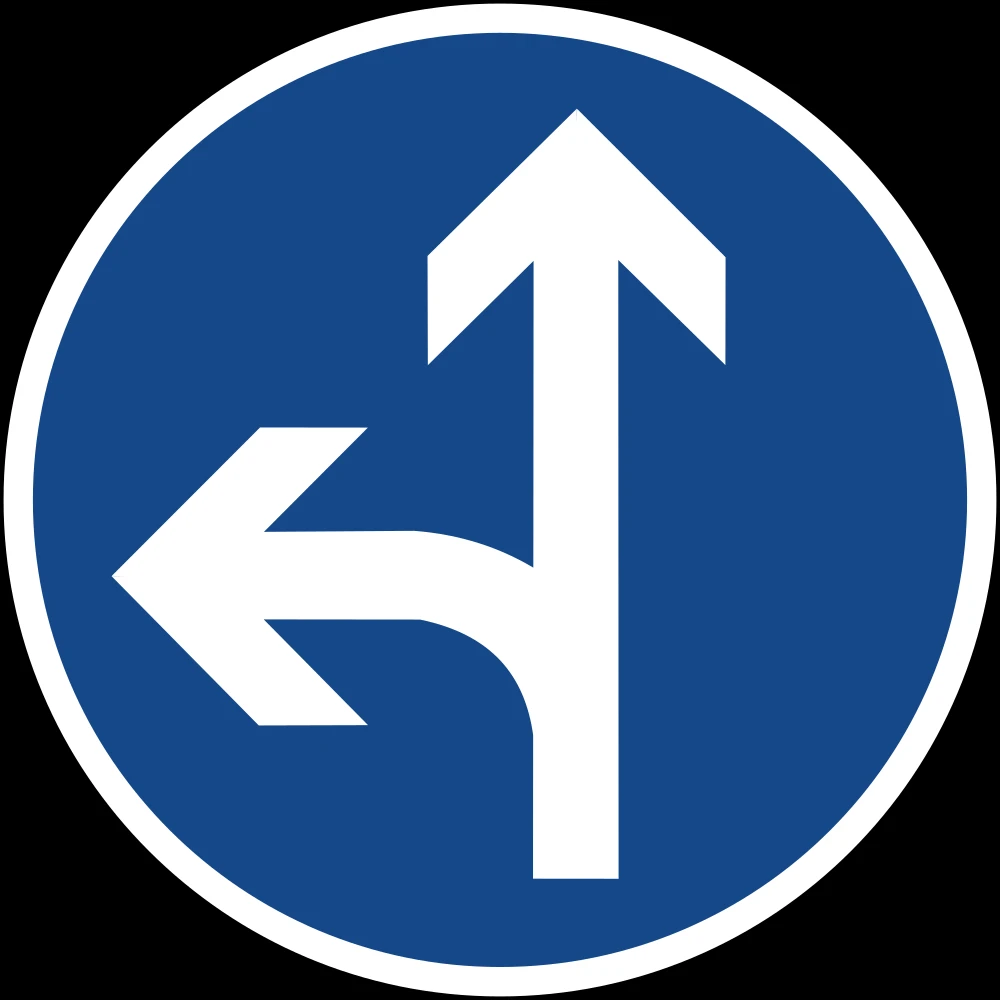 Driving straight ahead or turning left mandatory.