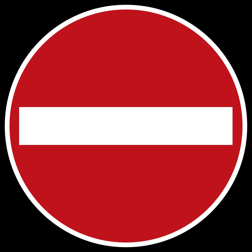 Direction prohibited
(road with one-way traffic).