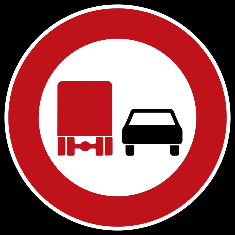 Overtaking prohibited for trucks.