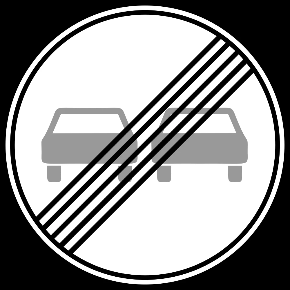 End of the overtaking prohibition.