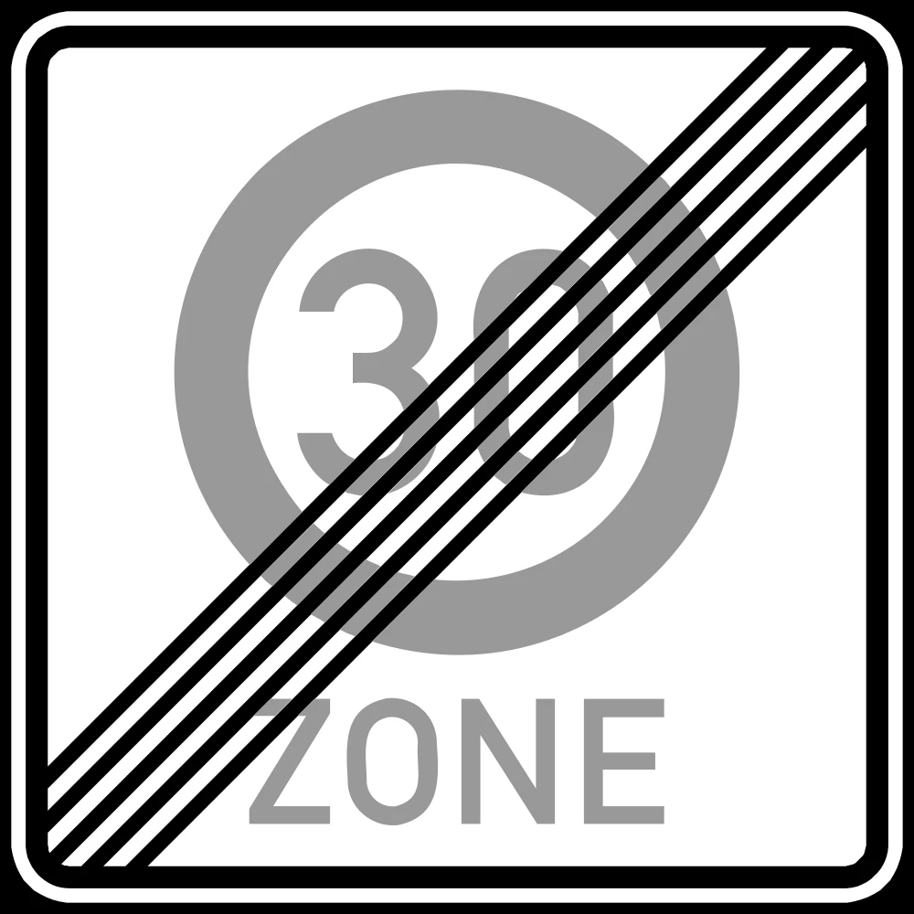 End of the zone with speed limit.