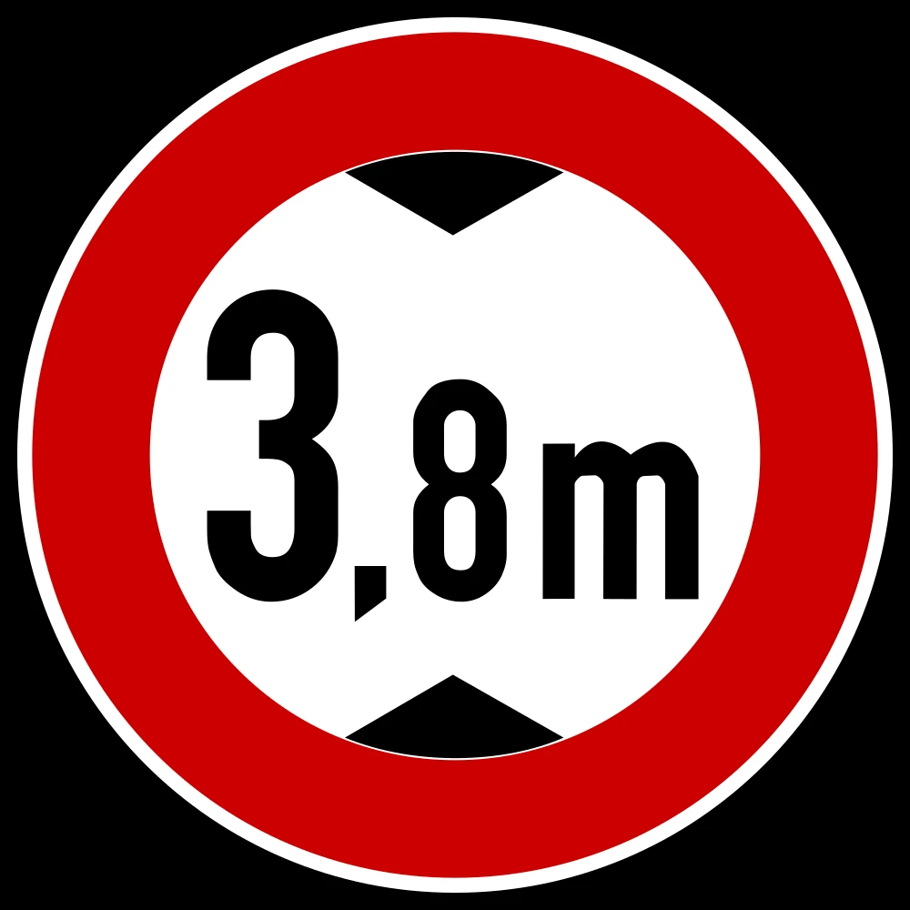 Vehicles higher than indicated prohibited.