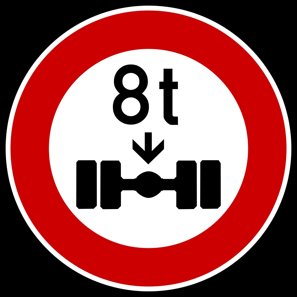 Vehicles with an axle weight heavier than indicated prohibited.