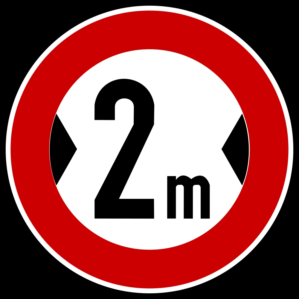 Vehicles wider than indicated prohibited.