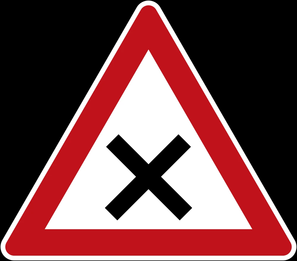 Warning for an uncontrolled crossroad.