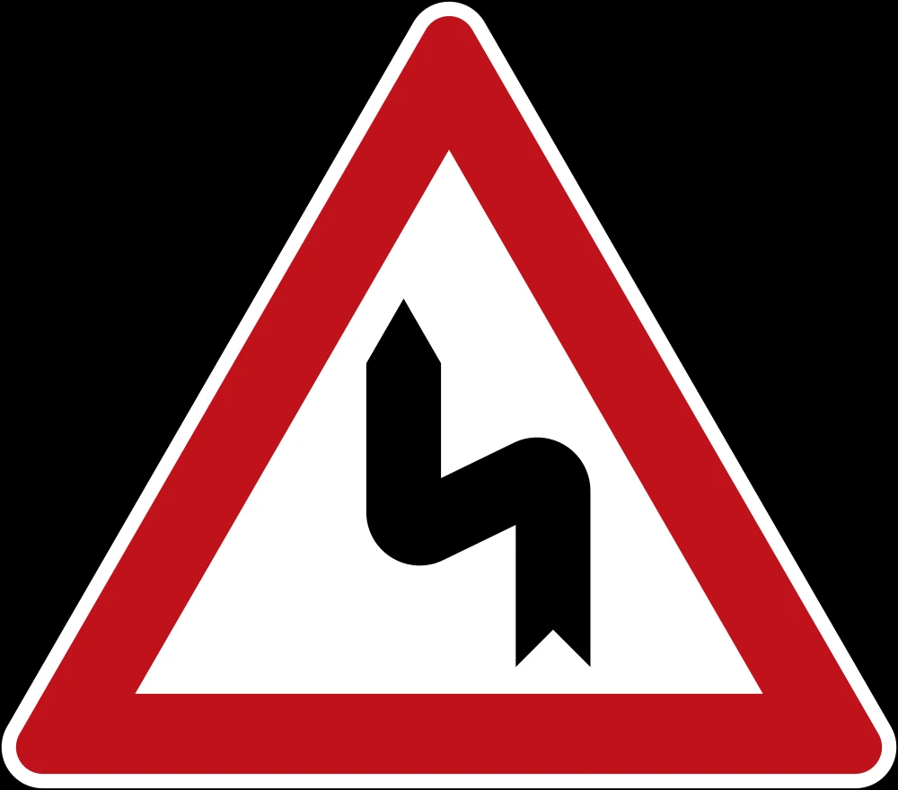 Warning for a double curve, first left then right.