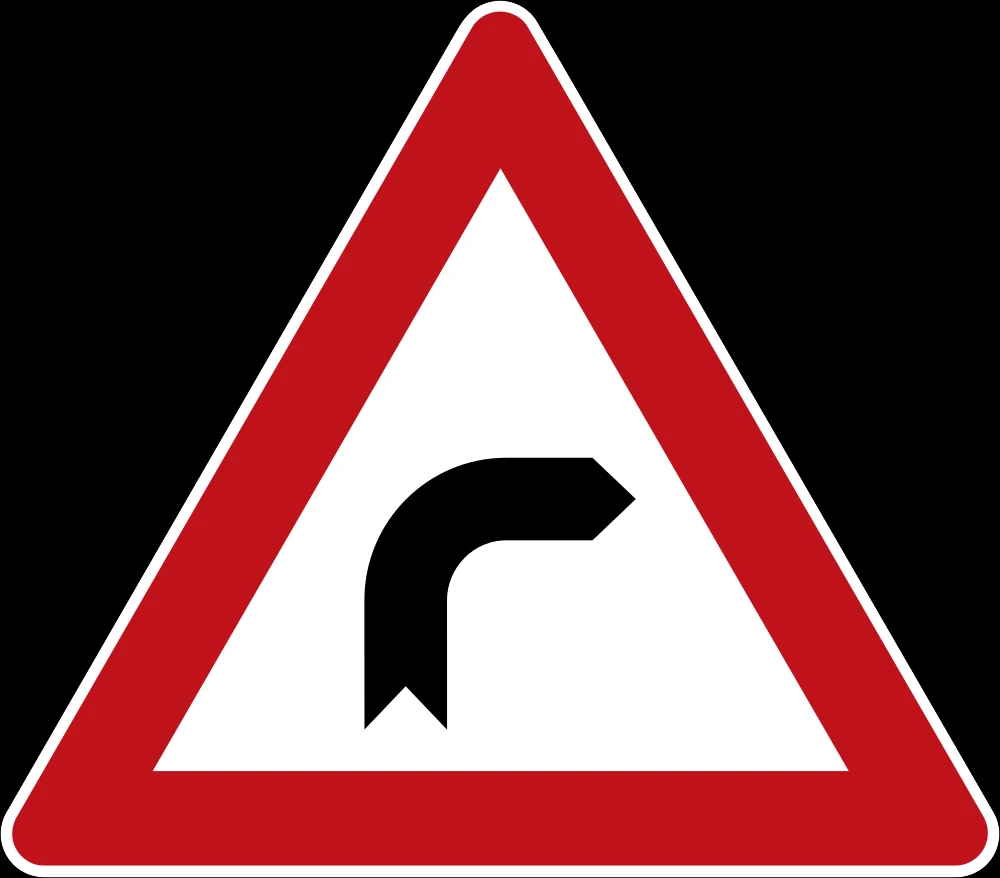 Warning for a curve to the right.