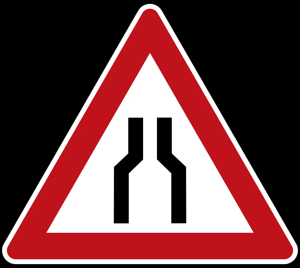Warning for a road narrowing.