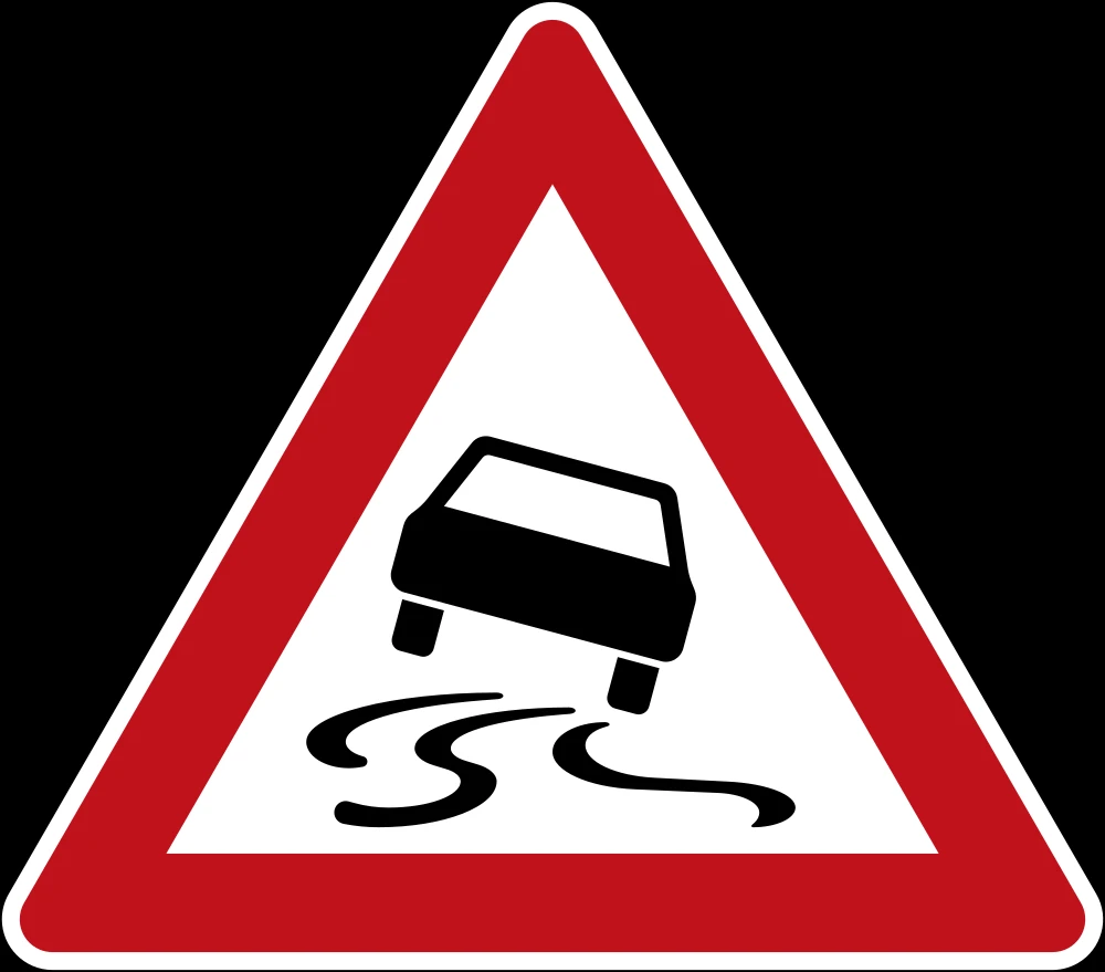 Warning for a slippery road surface.