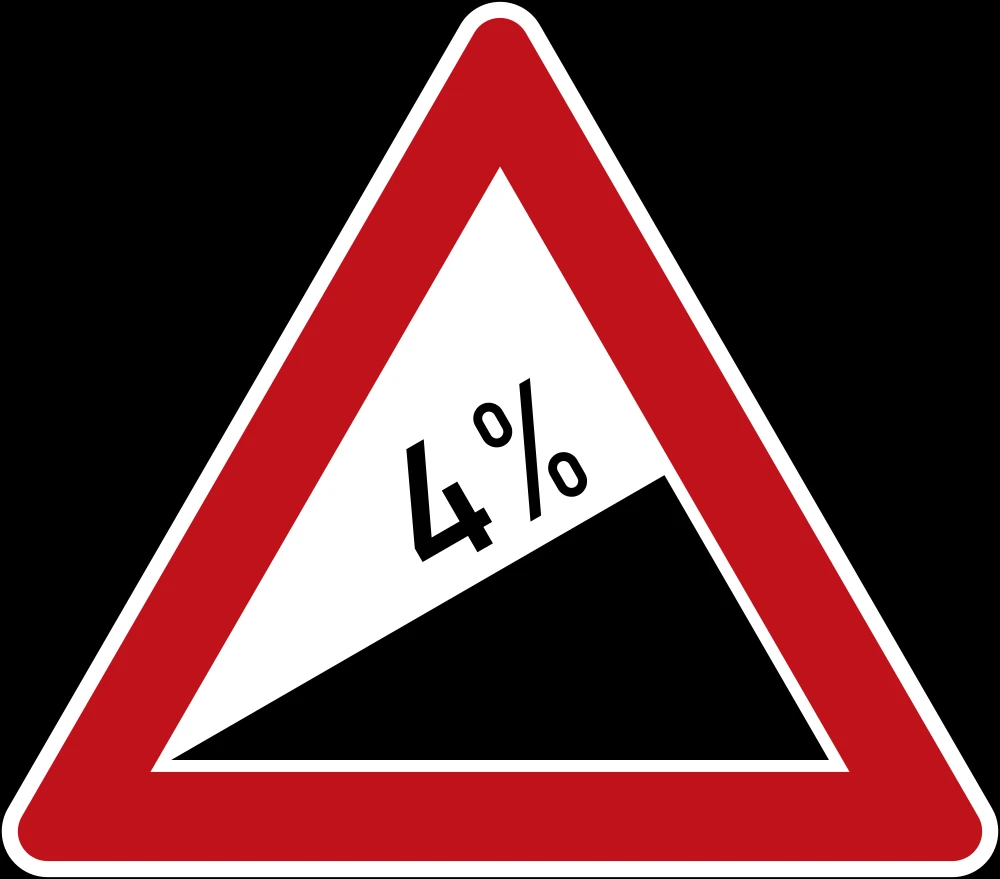 Warning for a steep ascent.
