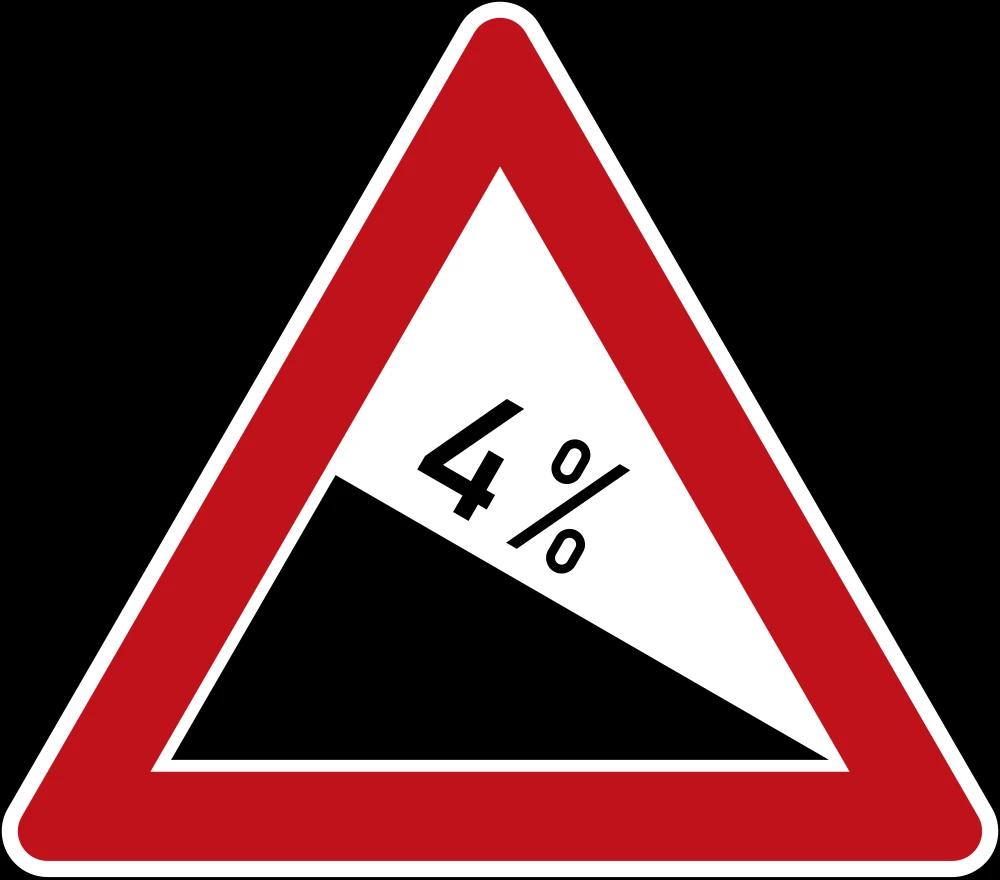 Warning for a steep descent.