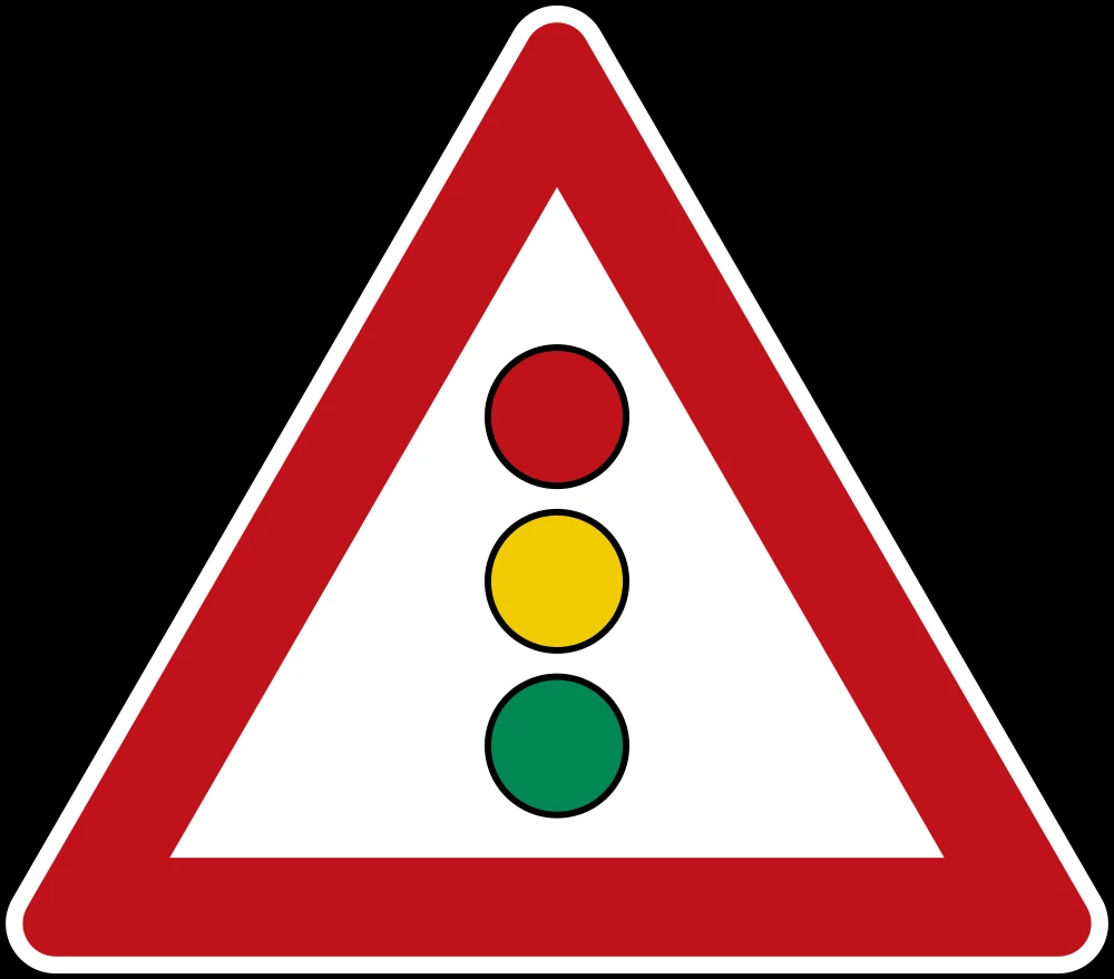 Warning for a traffic light.