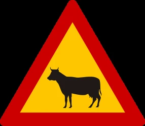 Warning for cattle on the road.