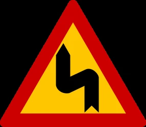 Warning for a double curve, first left then right.
