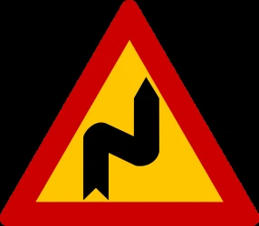 Warning for a double curve, first right then left.
